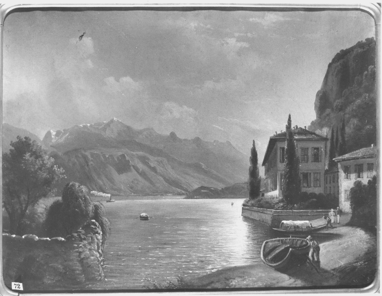 paesaggio lacustre (dipinto) di Mariani Maria Teresa (attribuito) (sec. XIX)
