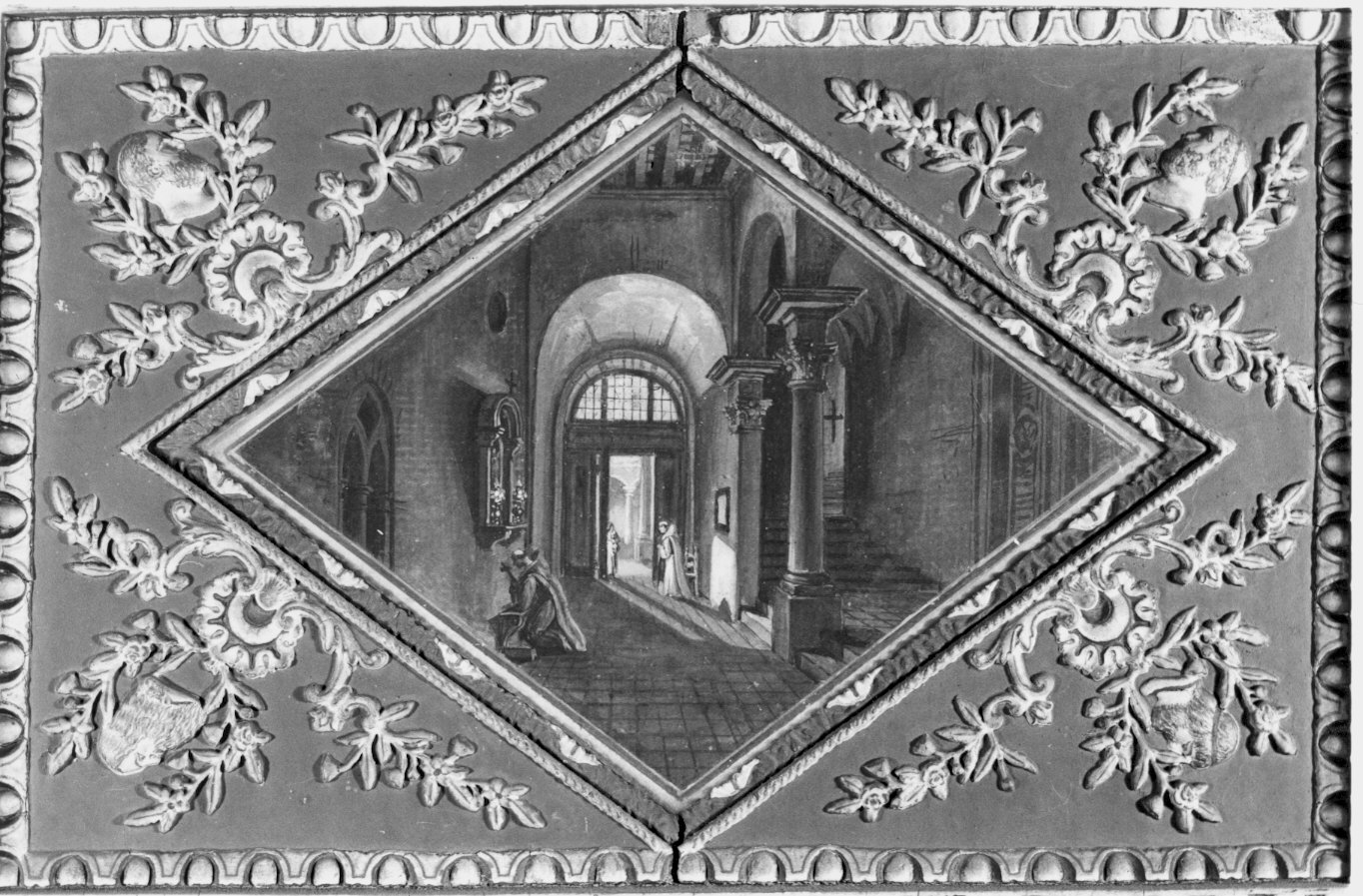 veduta di un palazzo (dipinto, pendant) - ambito italiano (sec. XIX)