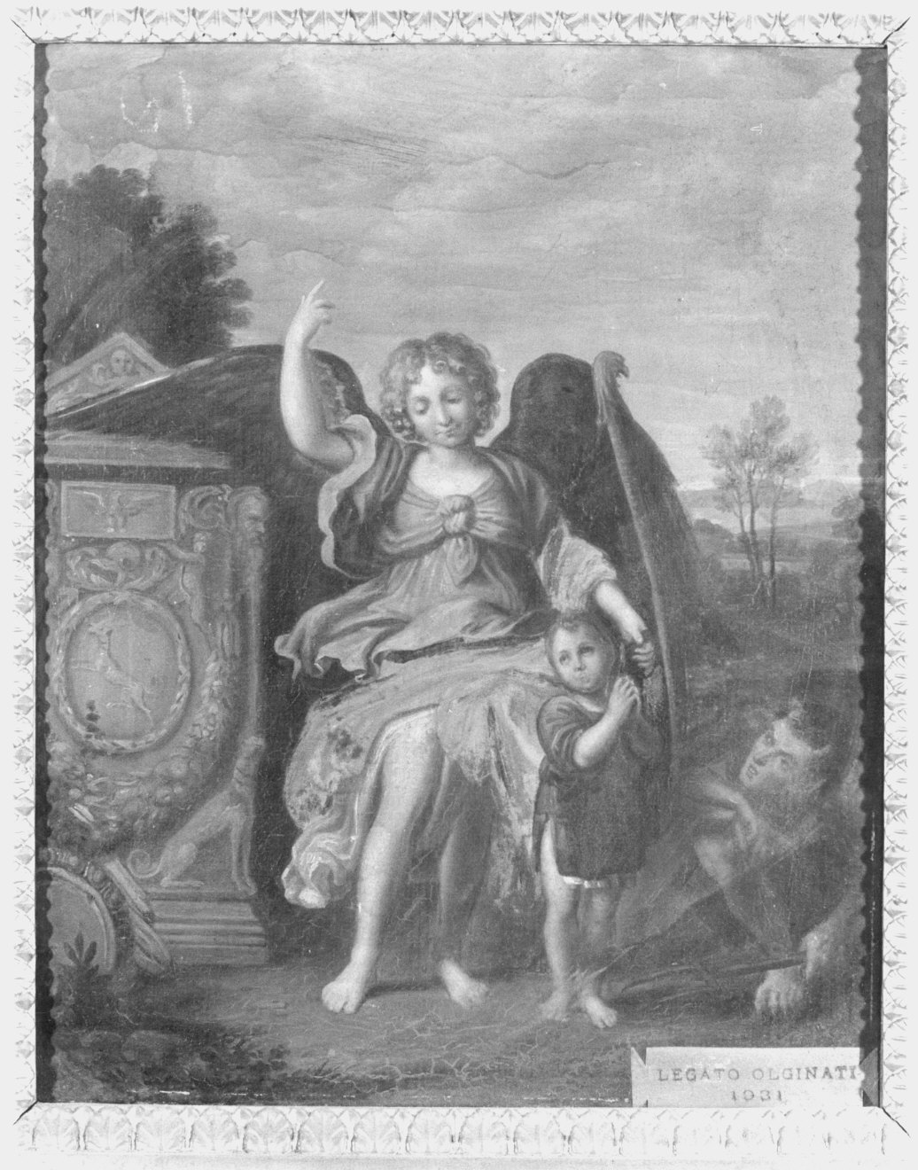 arcangelo Gabriele con Bambino Gesù (dipinto) - ambito lombardo (sec. XIX)