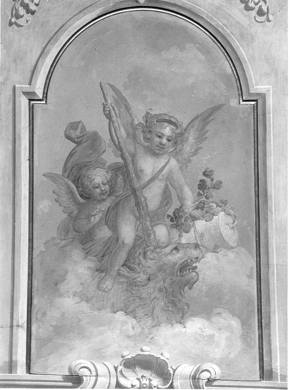 allegoria della Fortezza (decorazione pittorica, elemento d'insieme) di Tagliaferri Luigi (attribuito) (sec. XIX)