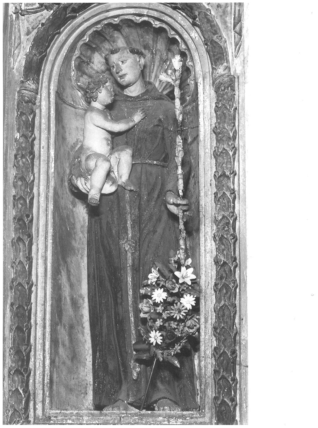 Sant'Antonio da Padova con il bambino (statua, elemento d'insieme) - bottega intelvese (?) (seconda metà sec. XVII)