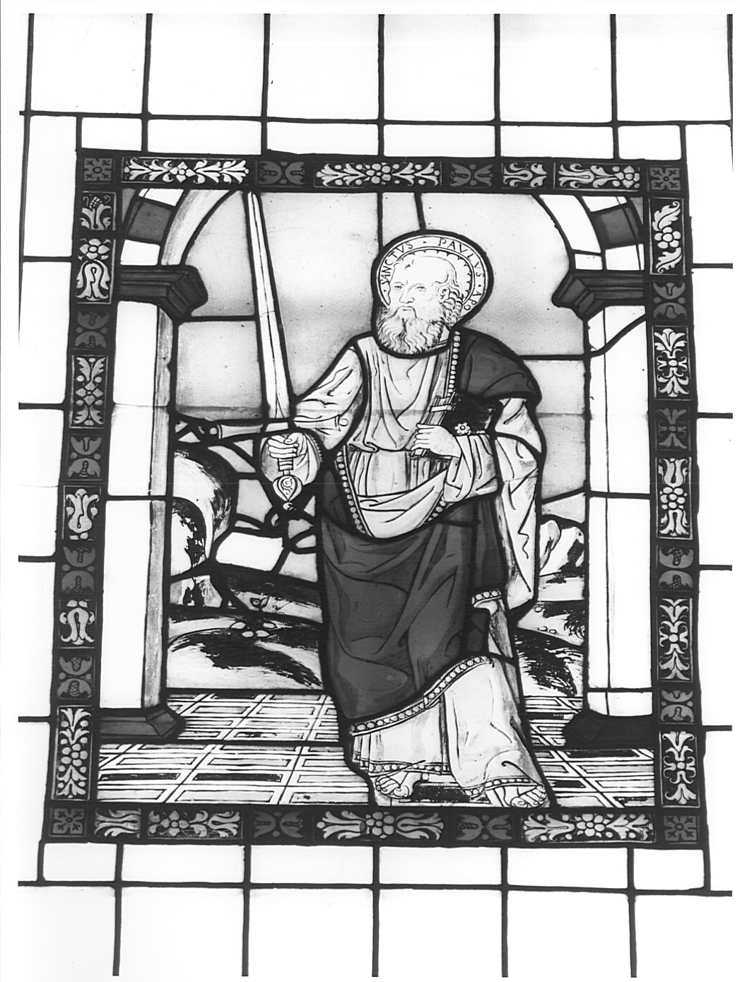 San Paolo (vetrata dipinta, opera isolata) - bottega lombarda (inizio sec. XVI)