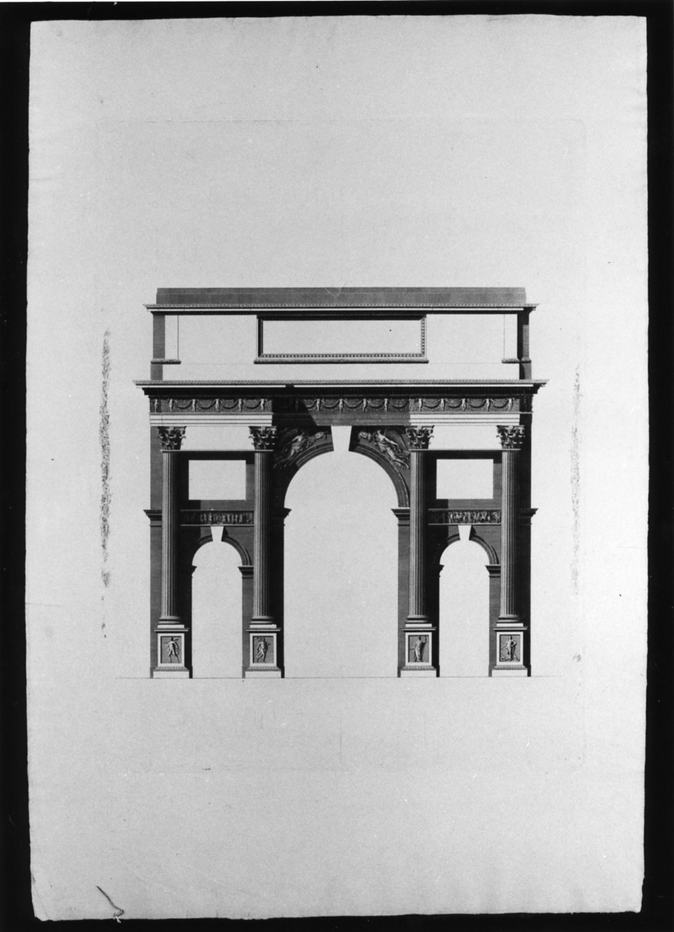 progetto architettonico: prospetto dell'Arco della Pace (stampa) di Cagnola Luigi, Albertolli Ferdinando (sec. XIX)