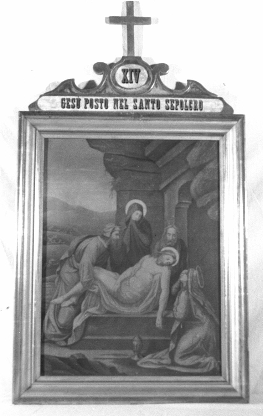stazione XIV: Gesù deposto nel sepolcro (stampa, elemento d'insieme) - ambito italiano (seconda metà sec. XIX)