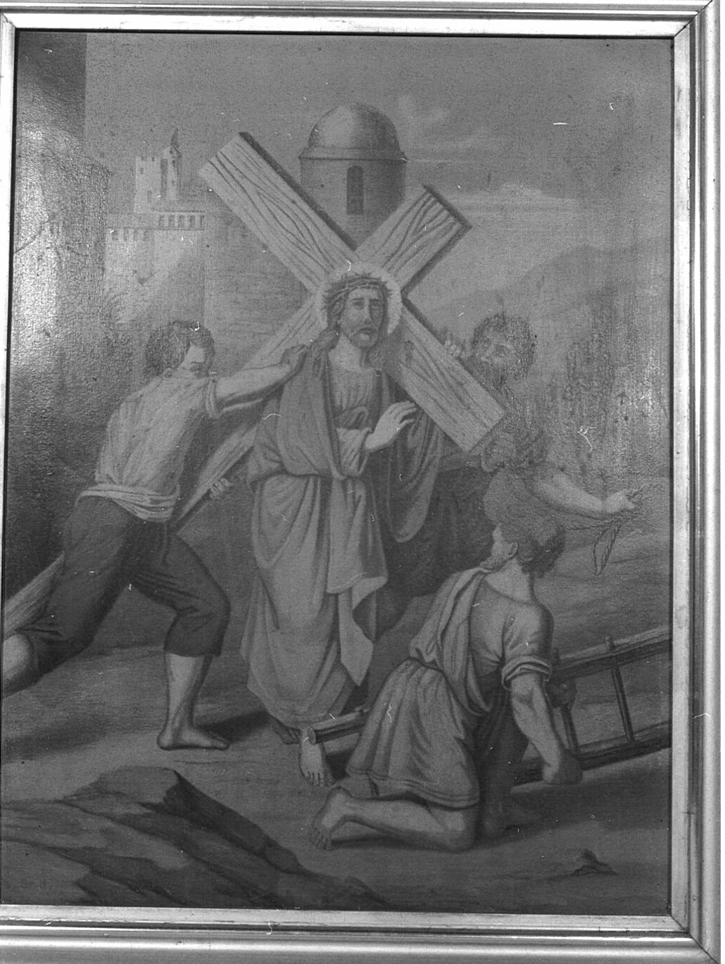 stazione II: Gesù caricato della croce (stampa, elemento d'insieme) - ambito italiano (seconda metà sec. XIX)