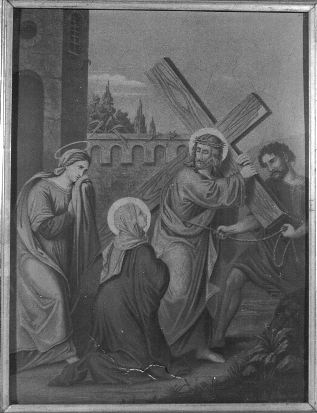 stazione IV: Gesù incontra la Madonna (stampa, elemento d'insieme) - ambito italiano (seconda metà sec. XIX)