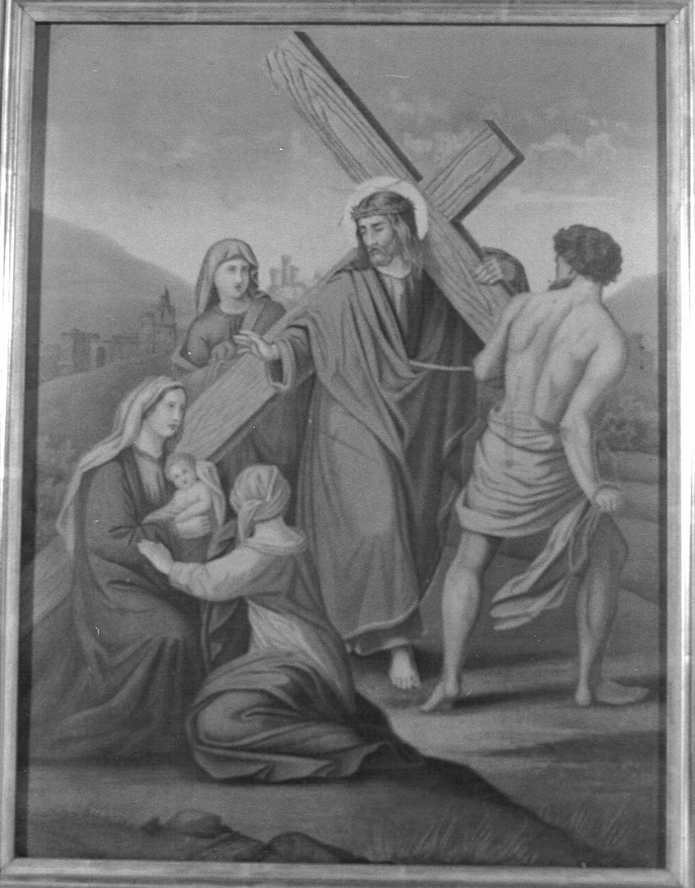 stazione VIII: Gesù consola le donne di Gerusalemme (stampa, elemento d'insieme) - ambito italiano (seconda metà sec. XIX)