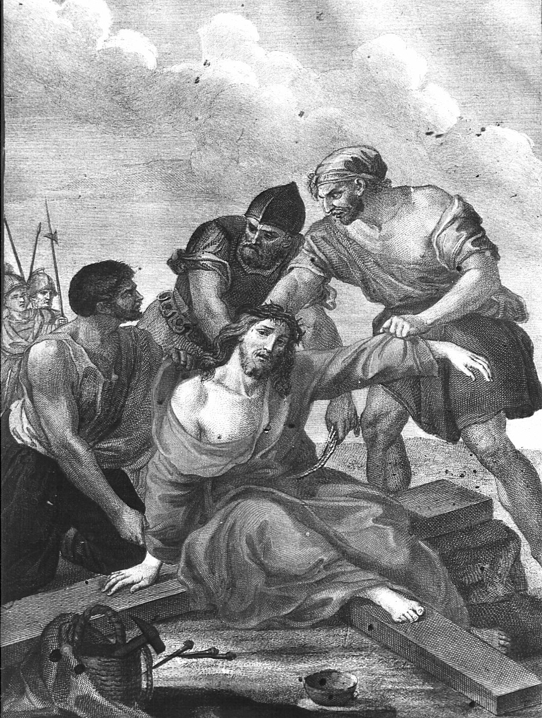 stazione X: Gesù spogliato e abbeverato di fiele (stampa, elemento d'insieme) - ambito milanese (sec. XIX)