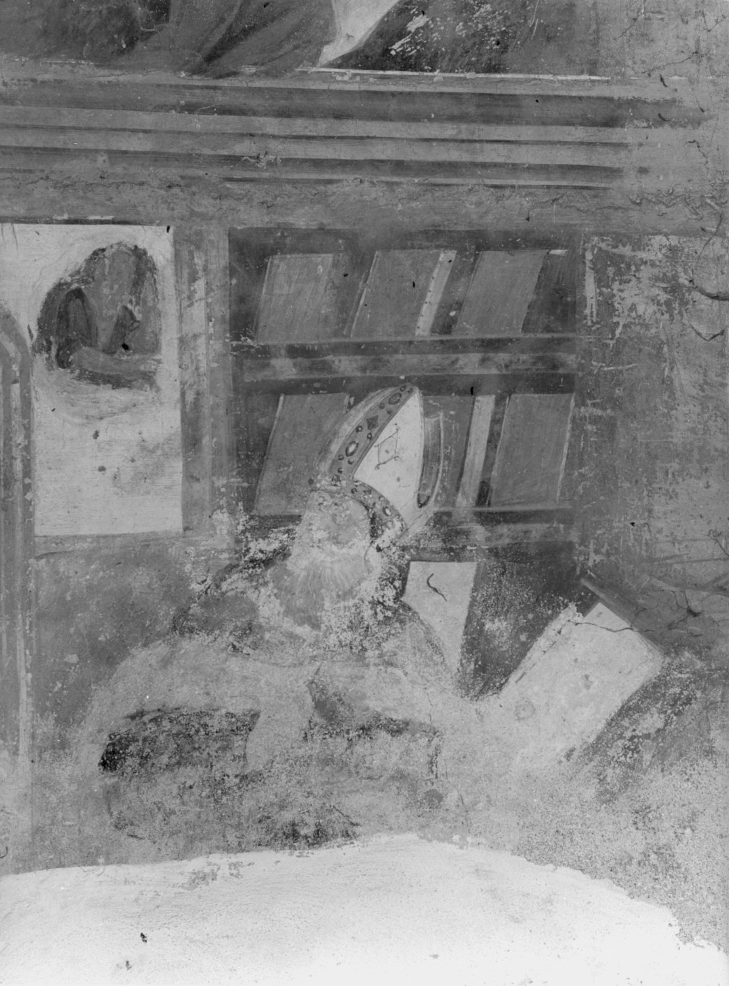 Sant'Agostino (?) (dipinto murale) - ambito lombardo (sec. XVI)
