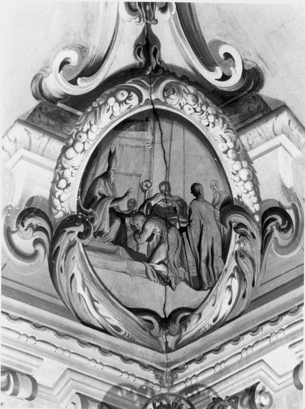 episodio della vita di San Vincenzo (dipinto murale, elemento d'insieme) di Carloni Carlo Innocenzo (attribuito), Scotti Pietro (attribuito) (sec. XVIII)