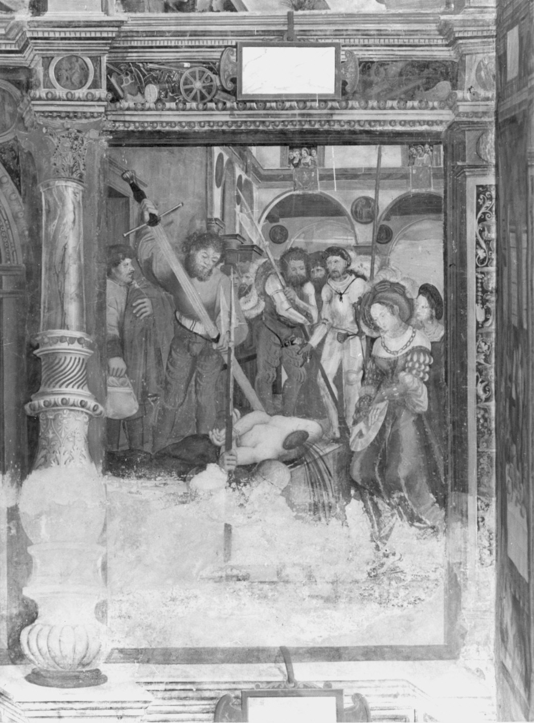 decapitazione di San Giovanni Battista (dipinto murale, elemento d'insieme) di De Magistris Sigismondo (attribuito) (sec. XVI)