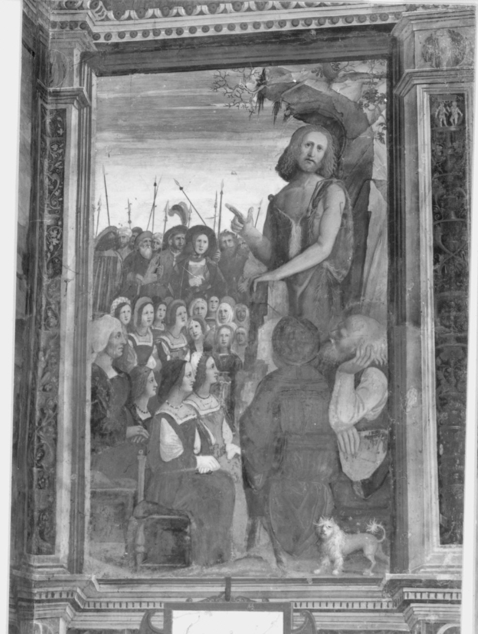 San Giovanni Battista predica nel deserto (dipinto murale, elemento d'insieme) di De Magistris Sigismondo (attribuito) (sec. XVI)