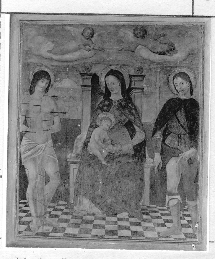 Madonna con Bambino e i SS. Sebastiano e Rocco (dipinto, opera isolata) - ambito lombardo (seconda metà sec. XV)