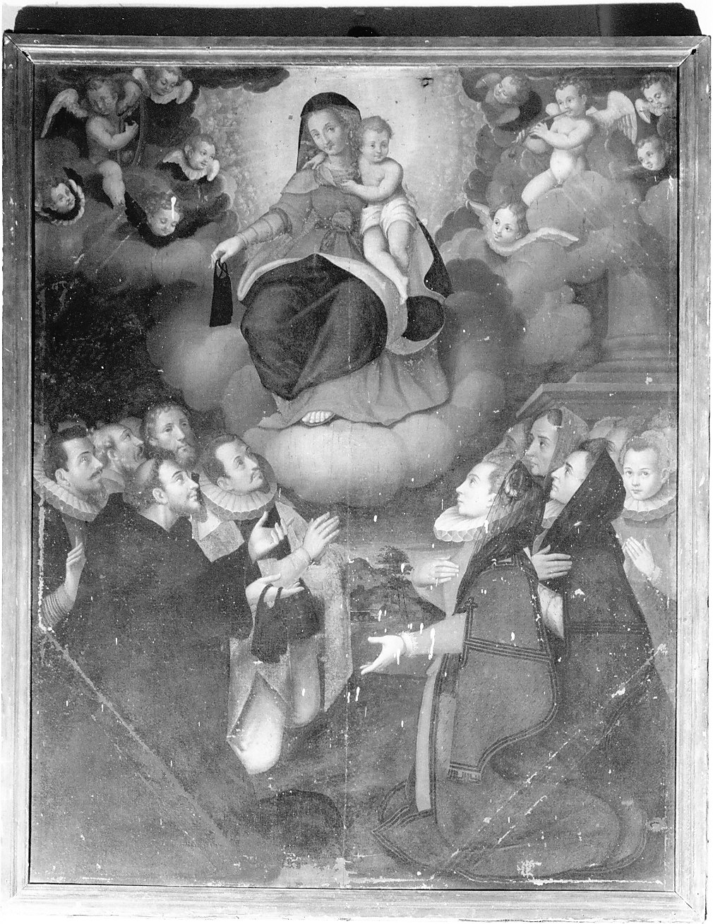 Madonna con Bambino e devoti (dipinto, opera isolata) - ambito lombardo-piemontese (fine/inizio secc. XVI/ XVII)