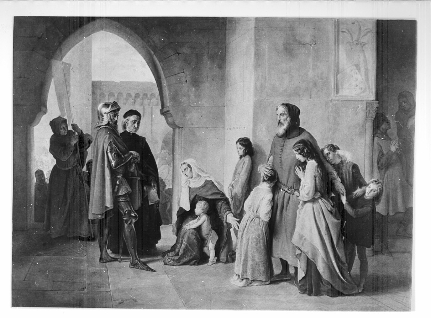 Alberico da Romano si consegna prigioniero con la propria famiglia al marchese d'Este (disegno) di Hayez Francesco (sec. XIX)
