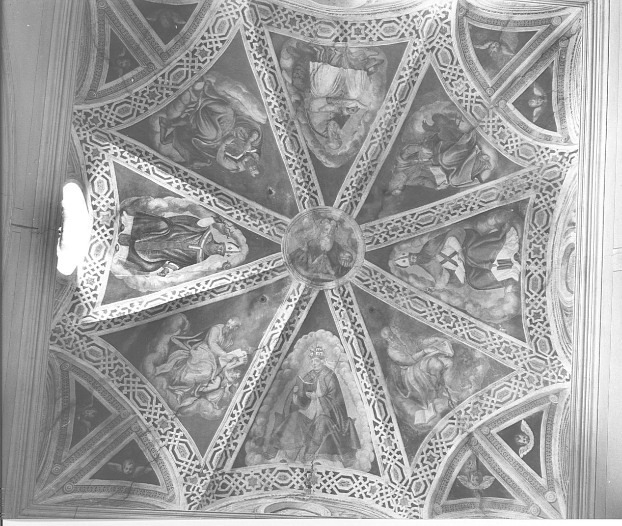 Padri della Chiesa/ Evengelisti/ angeli (dipinto murale) - ambito lombardo (sec. XIX)