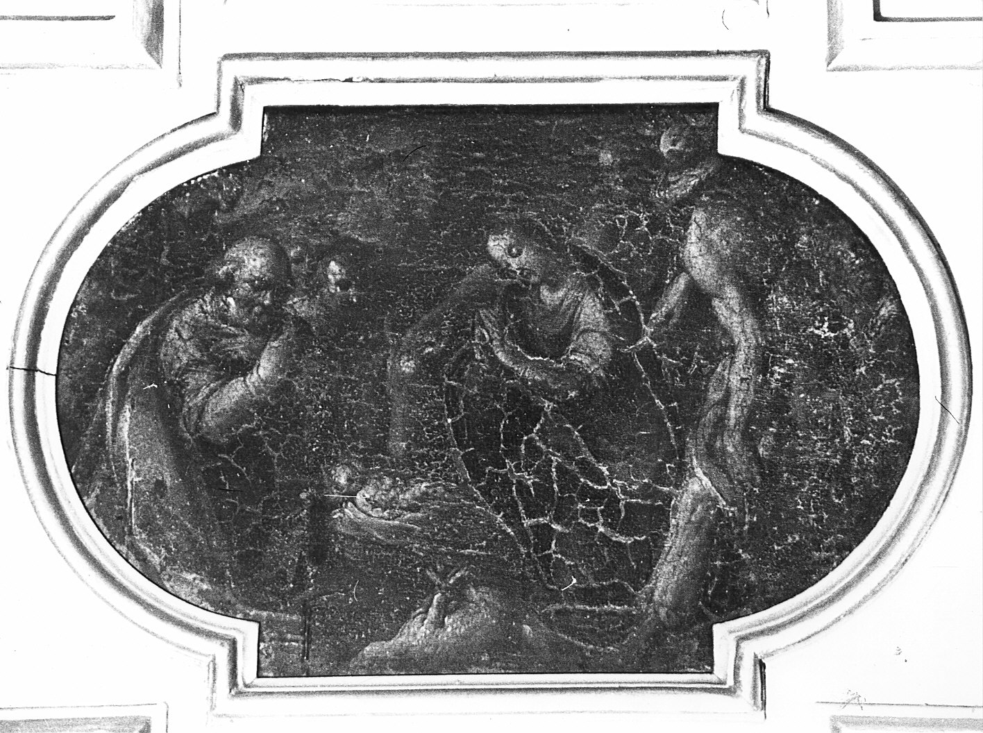 natività di Gesù (dipinto, elemento d'insieme) - ambito lombardo (sec. XVII)
