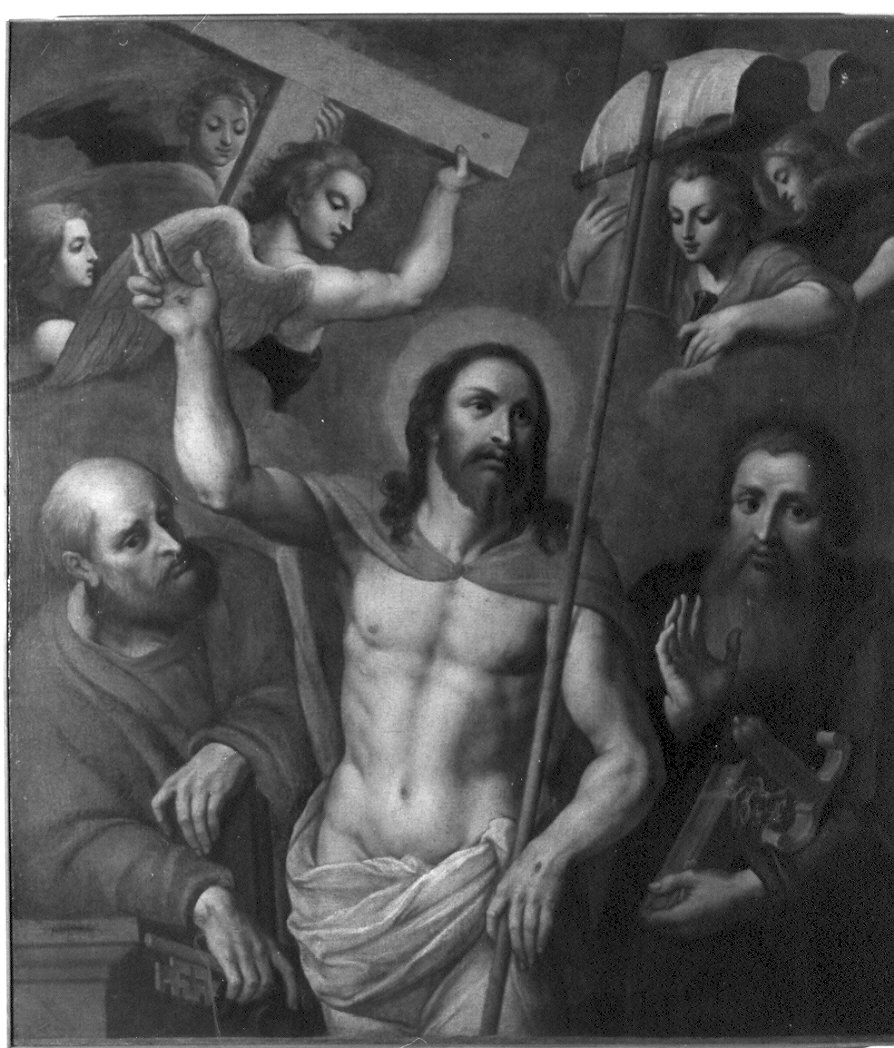 Cristo risorto benedicente (dipinto, opera isolata) - ambito lombardo (sec. XVI)