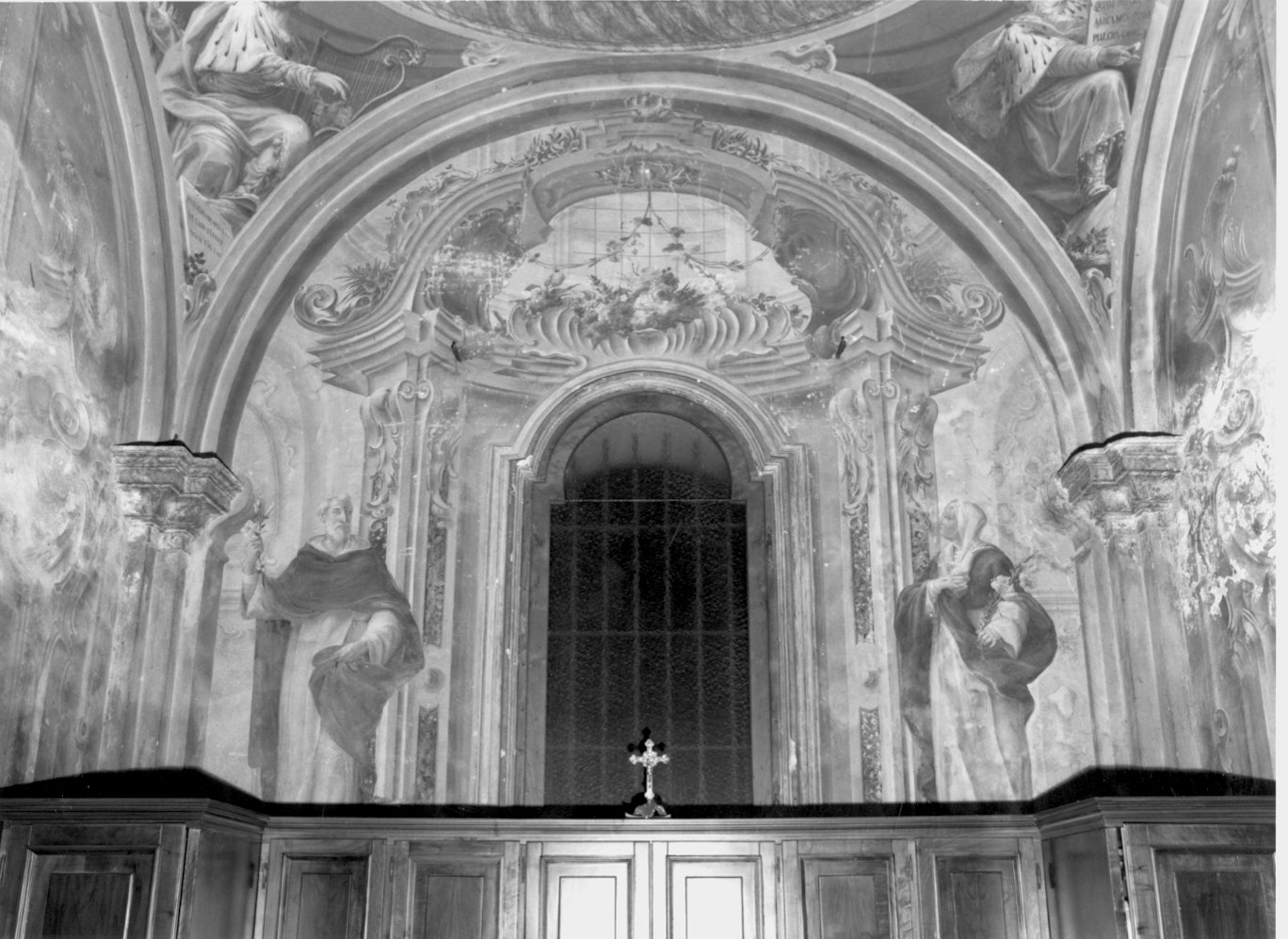 San Domenico e Santa Rosalia (dipinto murale, elemento d'insieme) - ambito lombardo (terzo quarto sec. XVIII)