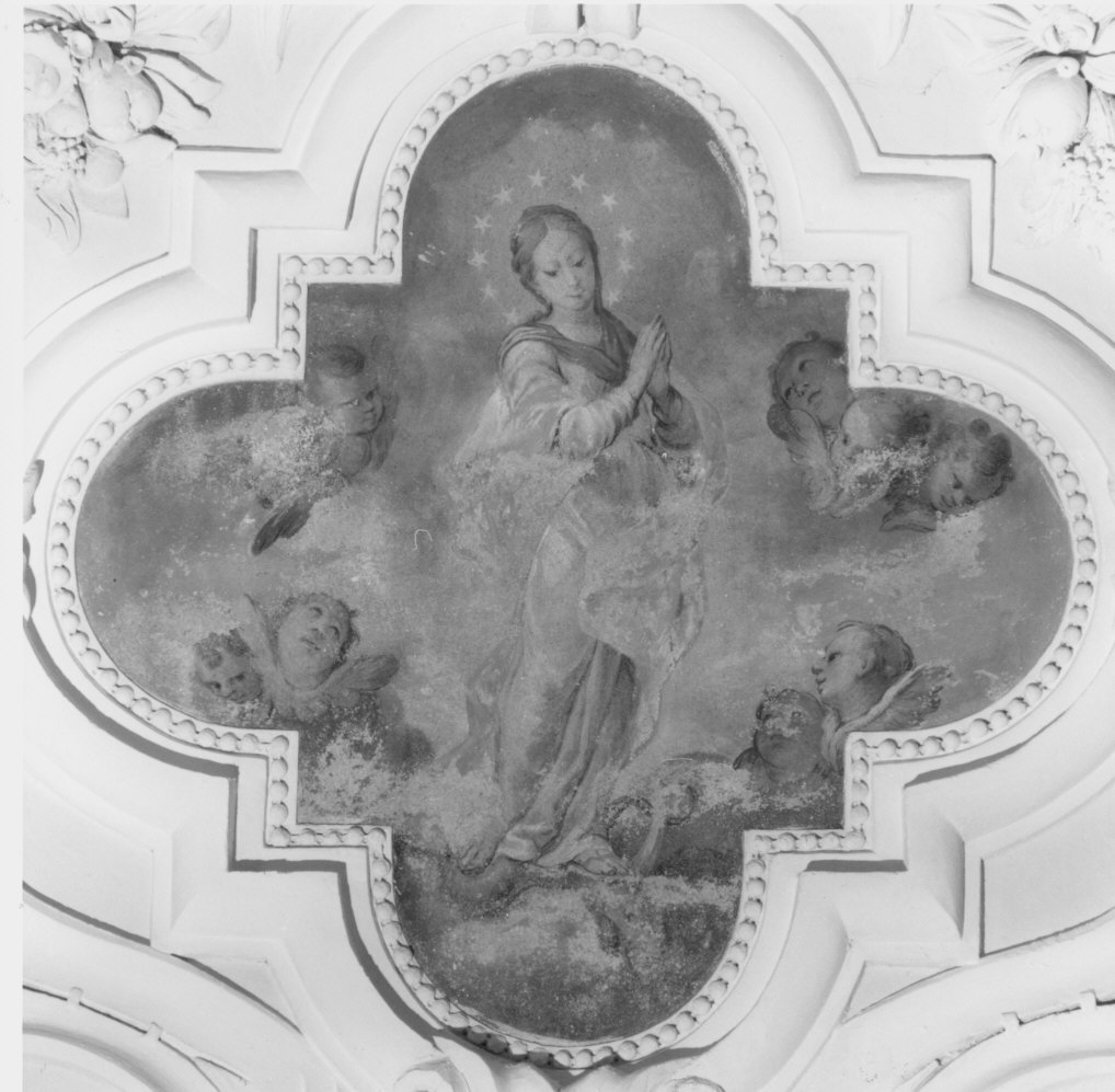 Madonna Immacolata (dipinto murale, elemento d'insieme) di Quaglio Giulio (bottega) (primo quarto sec. XVIII)