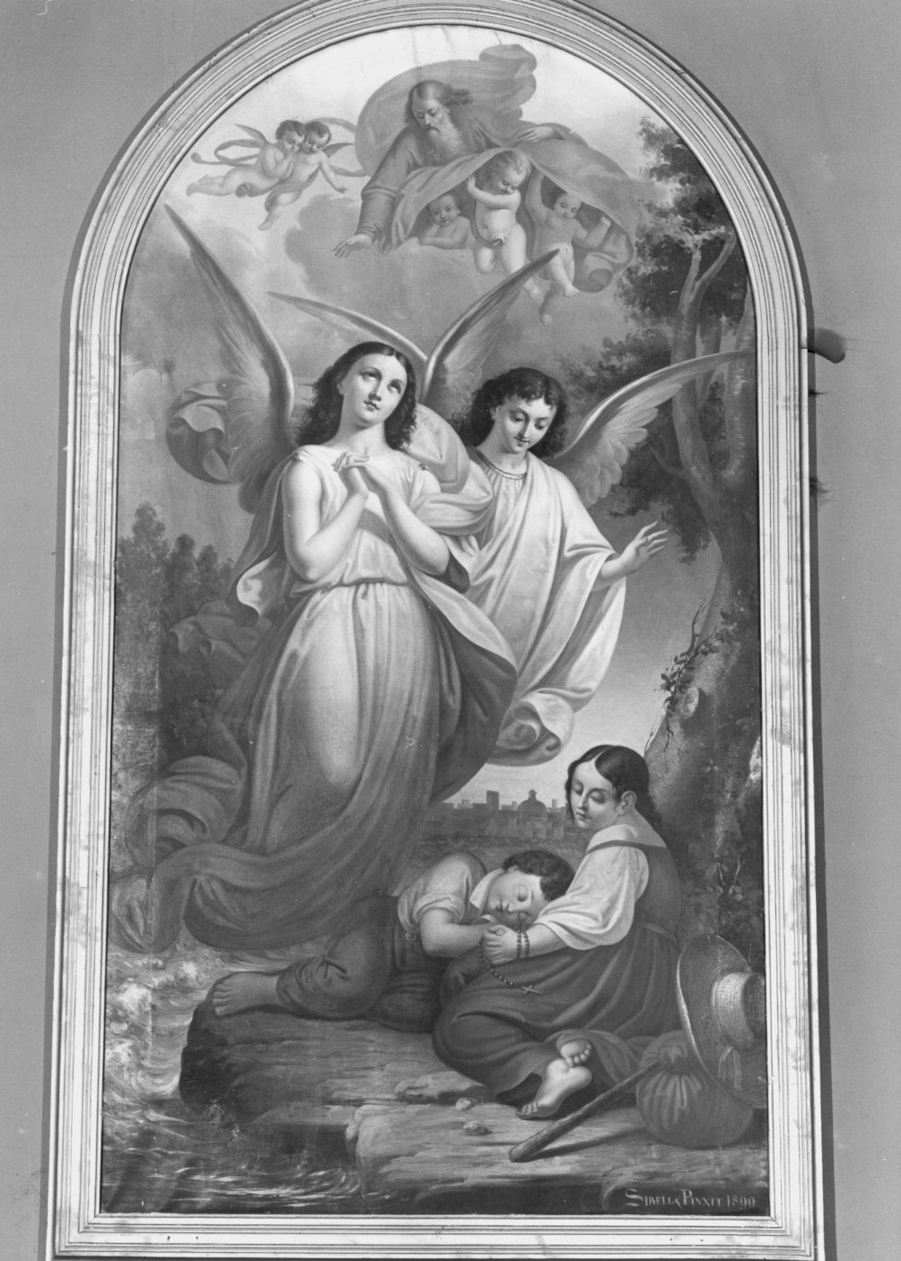 angelo custode (dipinto) di Sibella (attribuito) (sec. XIX)