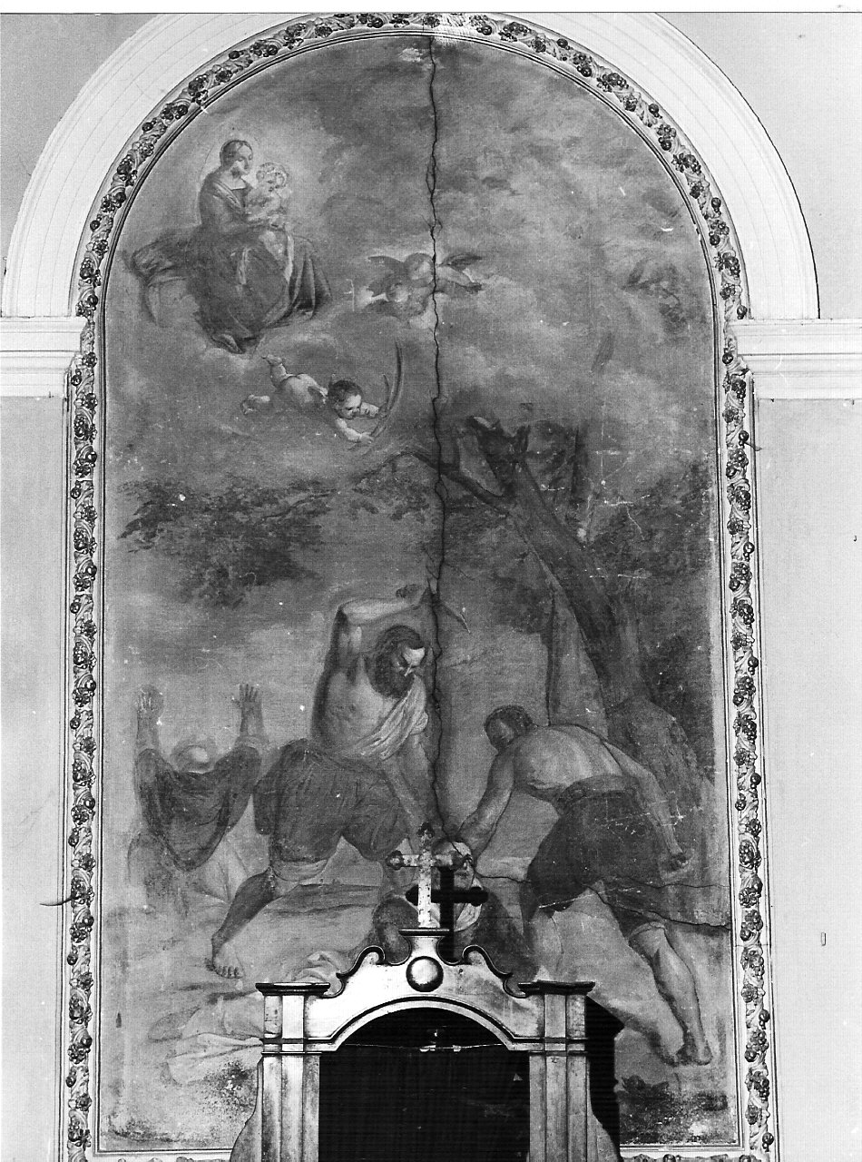 Uccisione di San Pietro Martire (dipinto murale, opera isolata) di Martinez Giacomo (sec. XIX)