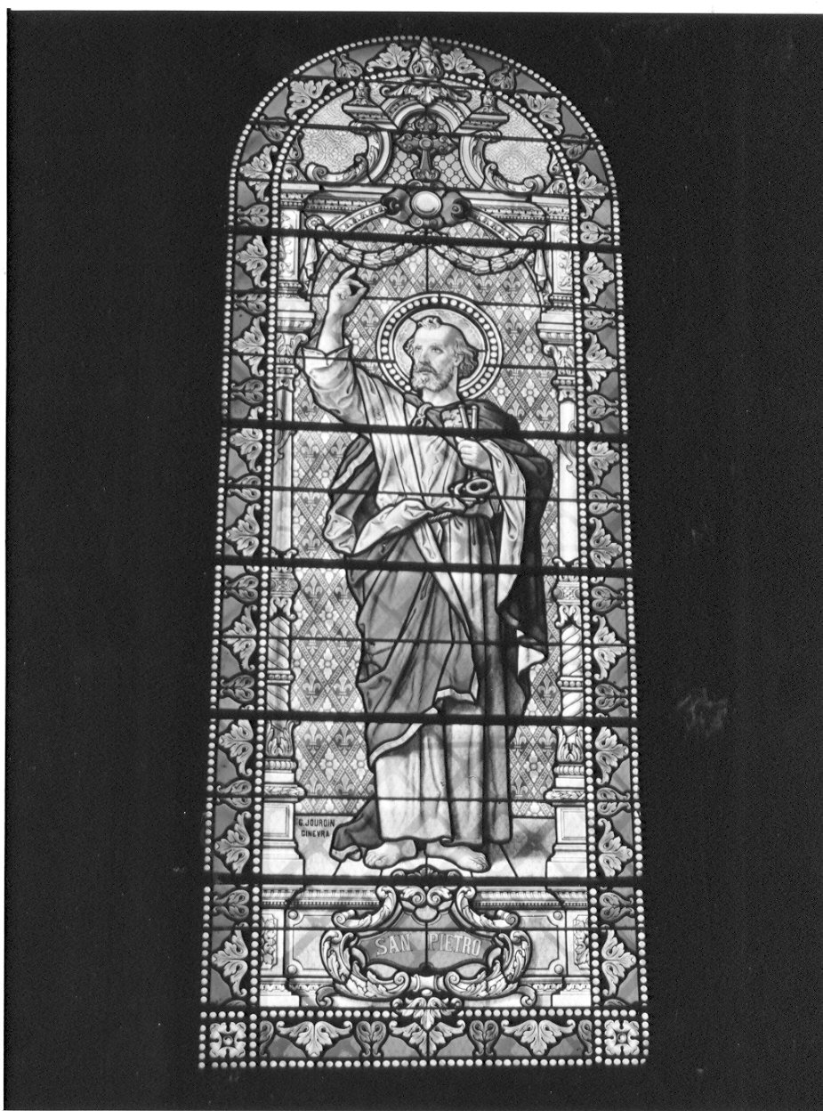 San Pietro (vetrata dipinta, elemento d'insieme) - ambito svizzero (sec. XIX)