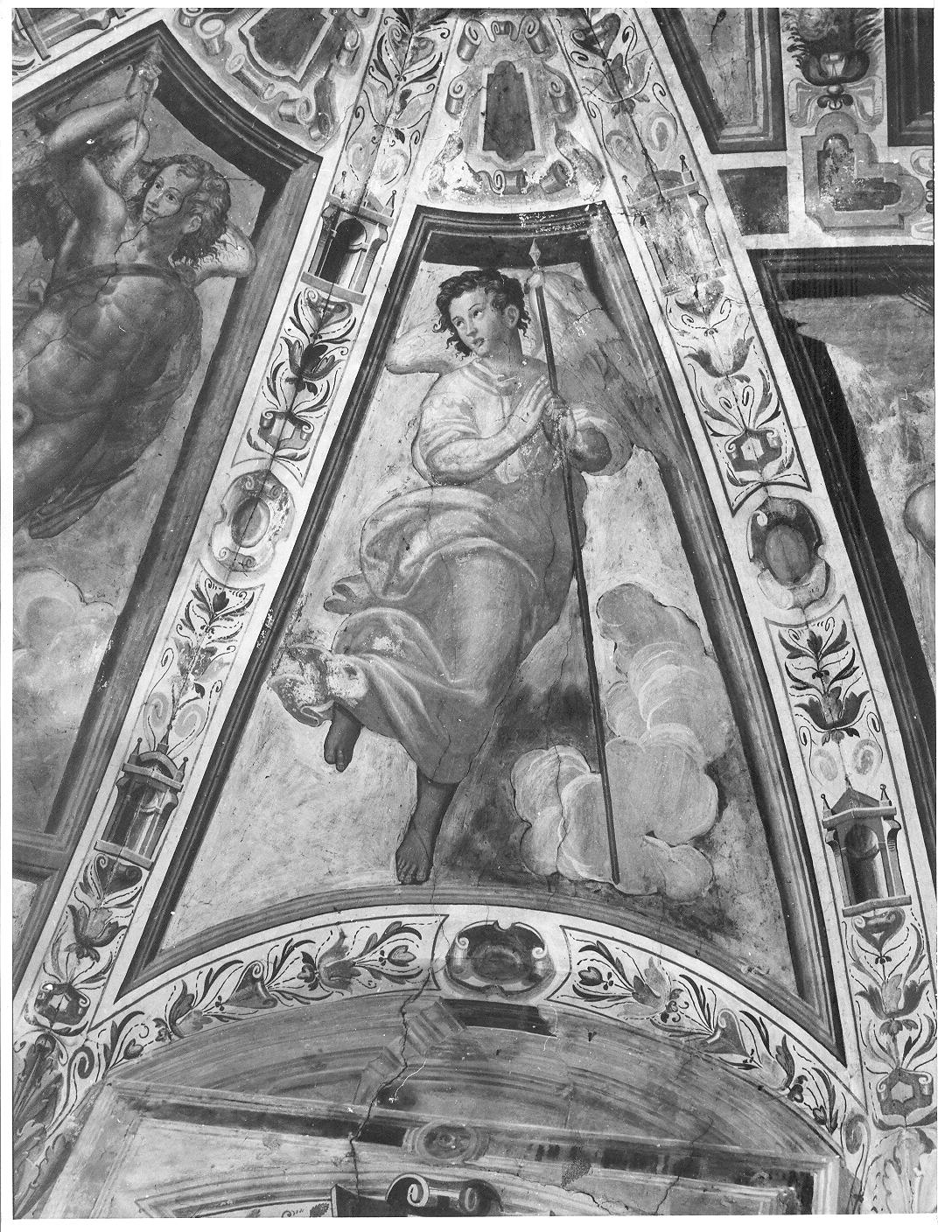 angelo con strumento della passione: lancia (dipinto, elemento d'insieme) di Guaita Francesco (attribuito), Baruta Abbondio (attribuito) (sec. XVI)