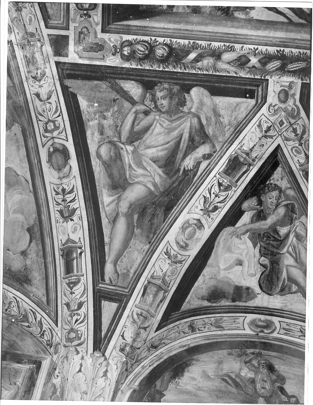 angelo con flagelli (dipinto, elemento d'insieme) di Guaita Francesco (attribuito), Baruta Abbondio (attribuito) (sec. XVI)