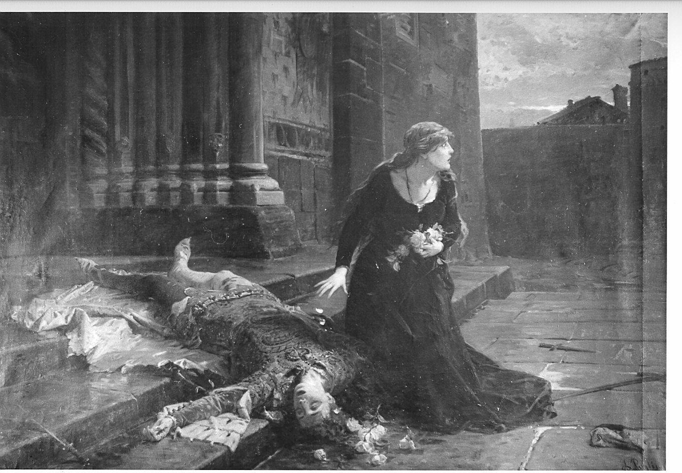 La morte di Giovanni Maria Visconti, scena storica (dipinto) di Pogliaghi Lodovico (secc. XIX/ XX)