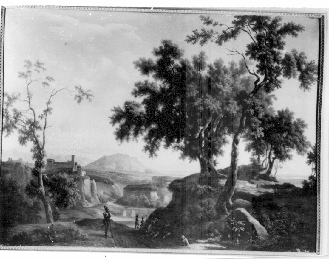 Veduta del monte Soratte con un acondatta di masnadieri, paesaggio (dipinto) di Azeglio Massimo d' (sec. XIX)