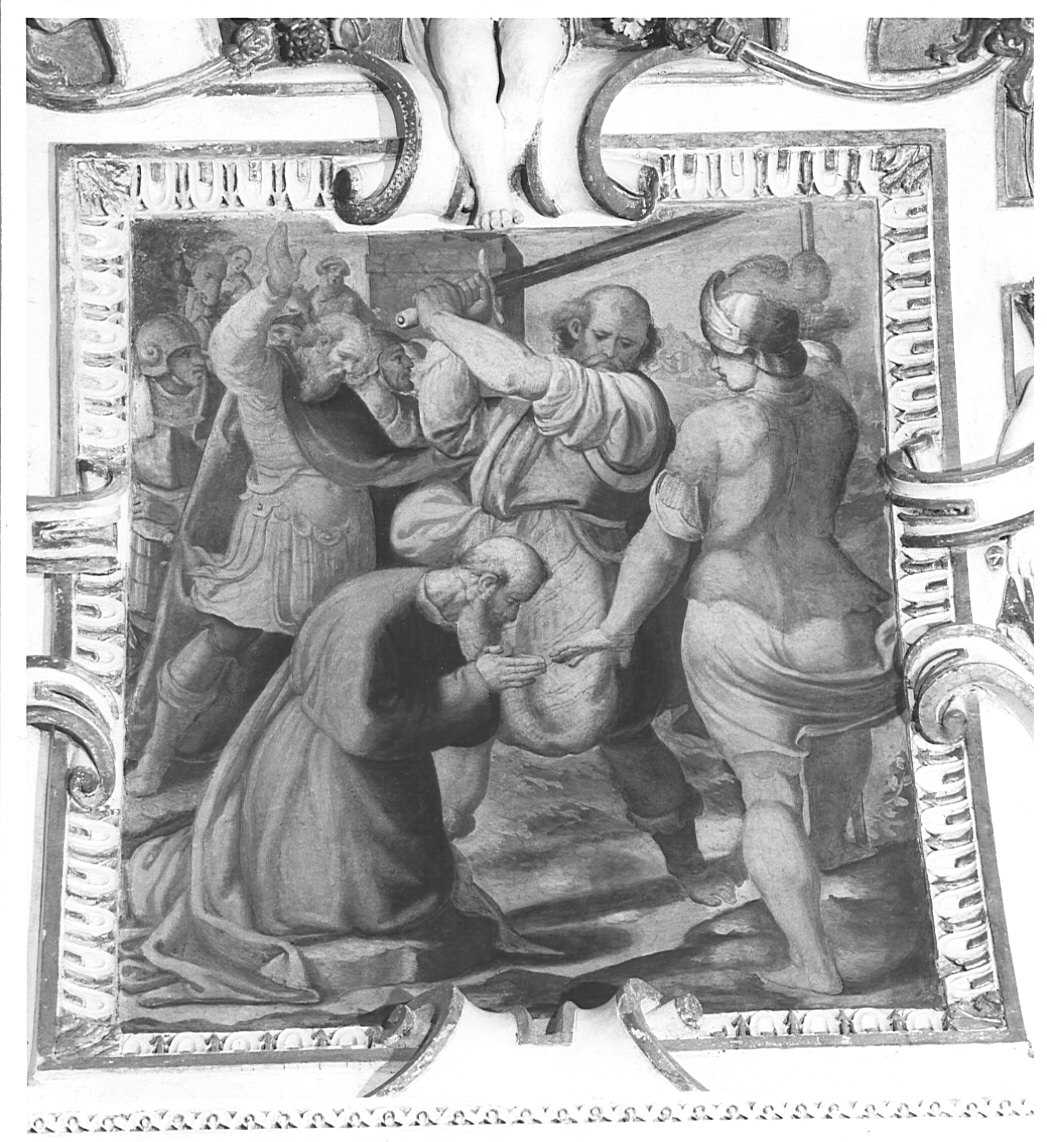 decapitazione di San Paolo (dipinto murale, elemento d'insieme) di Caresana Domenico (sec. XVII)