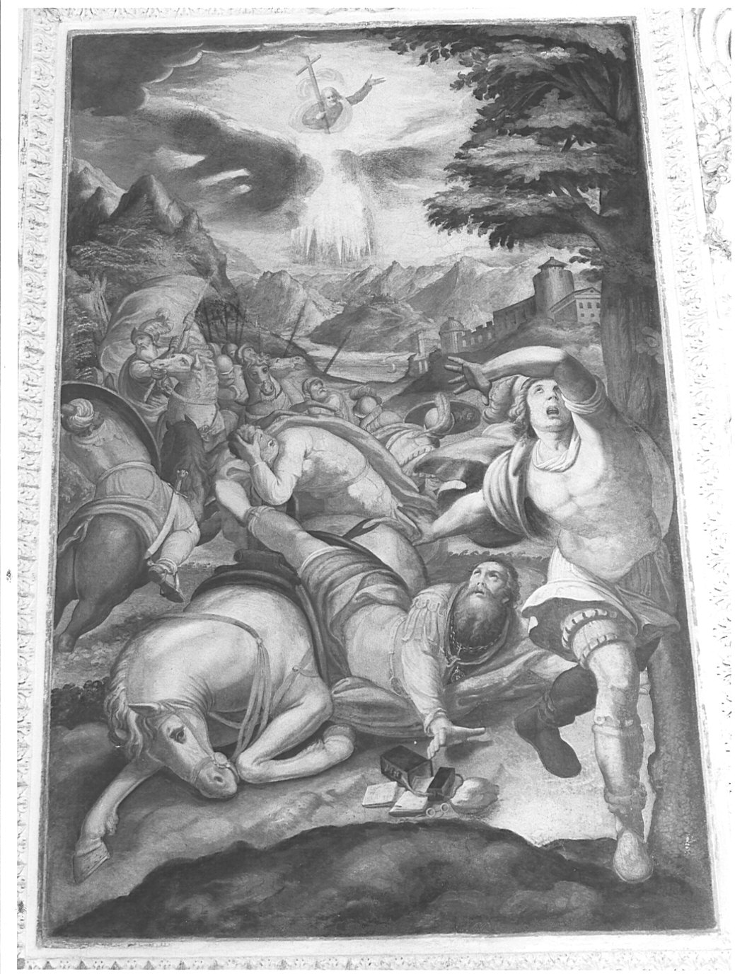 conversione di San Paolo (dipinto murale, elemento d'insieme) di Caresana Domenico (sec. XVII)