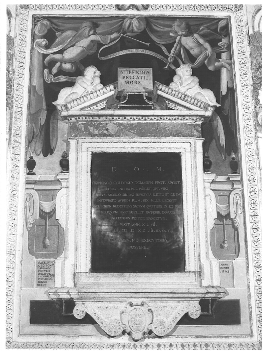 angioletti con strumenti musicali (dipinto murale, elemento d'insieme) di Caresana Domenico (sec. XVII)