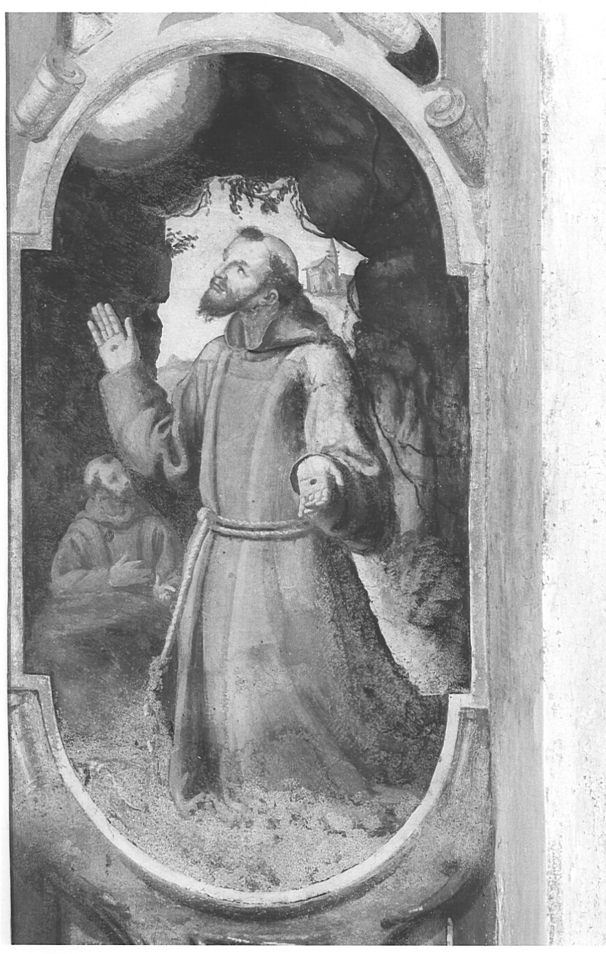 San Francesco d'Assisi riceve le stimmate (dipinto murale, elemento d'insieme) di Caresana Domenico (sec. XVII)