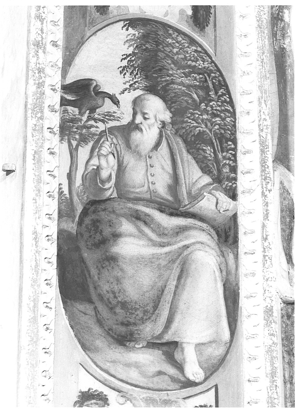 San Giovanni Evangelista in Patmos (dipinto murale, elemento d'insieme) di Caresana Domenico (sec. XVII)
