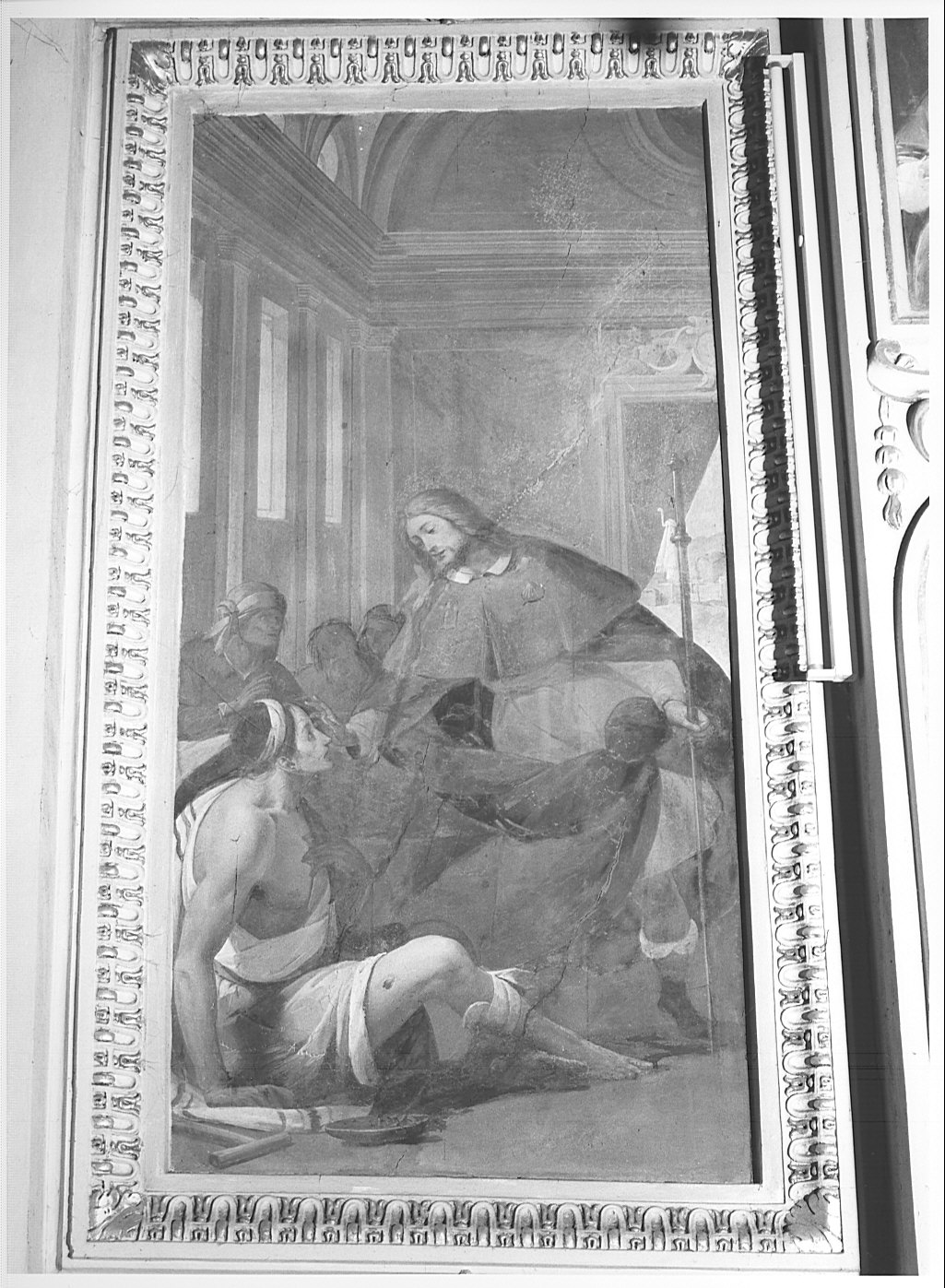 San Rocco guarisce gli appestati (dipinto murale, elemento d'insieme) di Recchi Gian Paolo (sec. XVII)