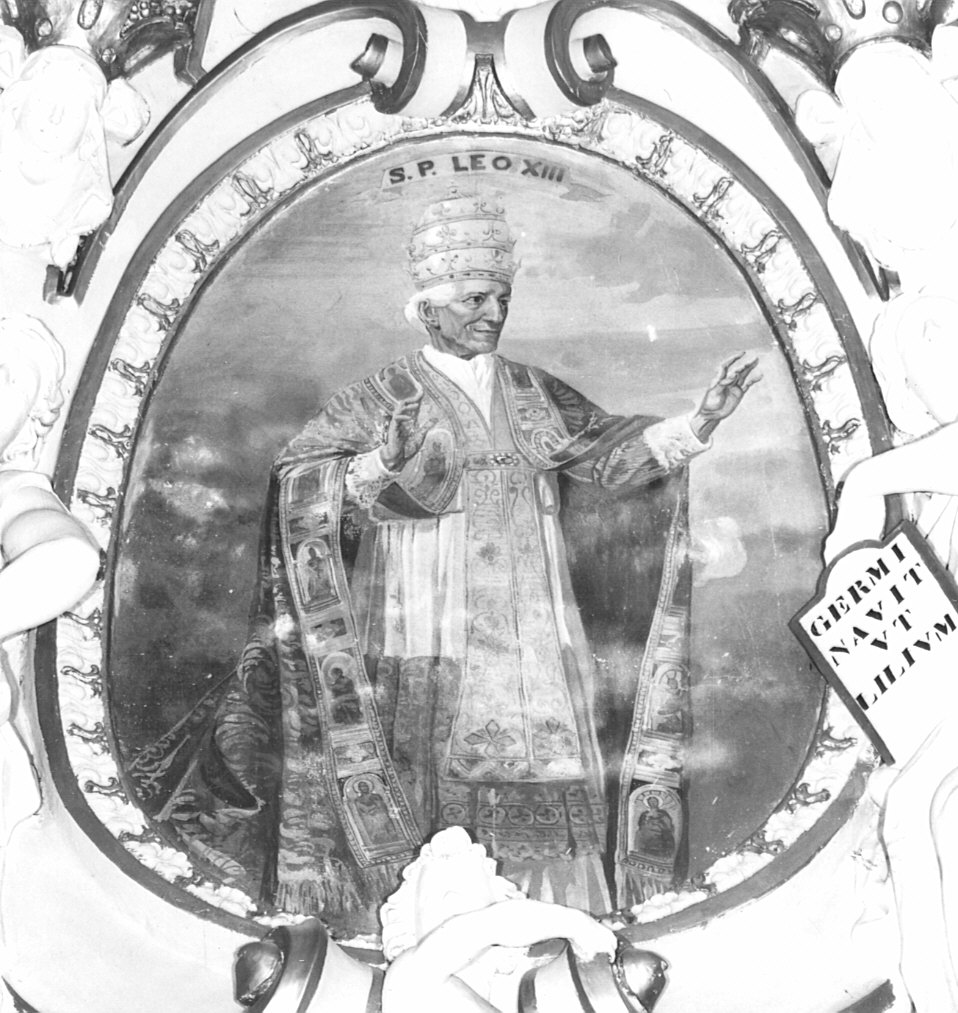 Papa Leone XIII, papa Leone XIII (decorazione pittorica, elemento d'insieme) di Mosello C (attribuito) (sec. XIX)