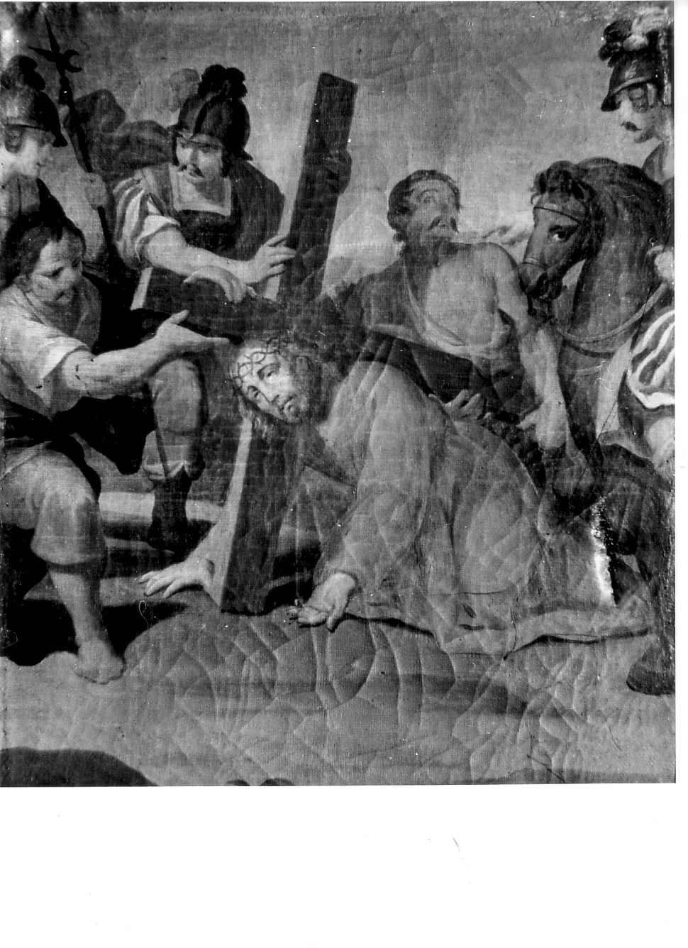 stazione VII: Gesù cade sotto la croce la seconda volta (dipinto, elemento d'insieme) - ambito lombardo (seconda metà sec. XVIII)