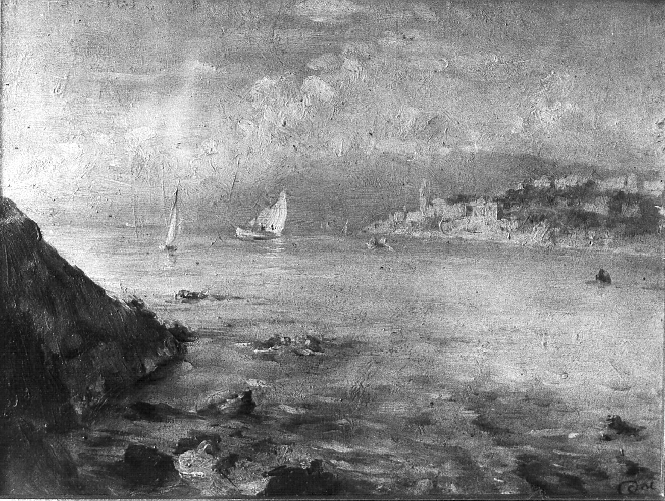 Genova - Quarto, paesaggio marino (dipinto) di Ottone Casimiro (attribuito) (inizio sec. XX)