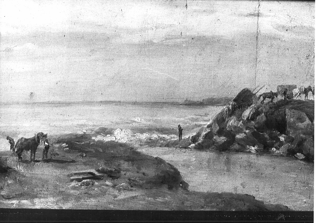 Foce di Bisagno, paesaggio marino (dipinto) di Ottone Casimiro (attribuito) (inizio sec. XX)