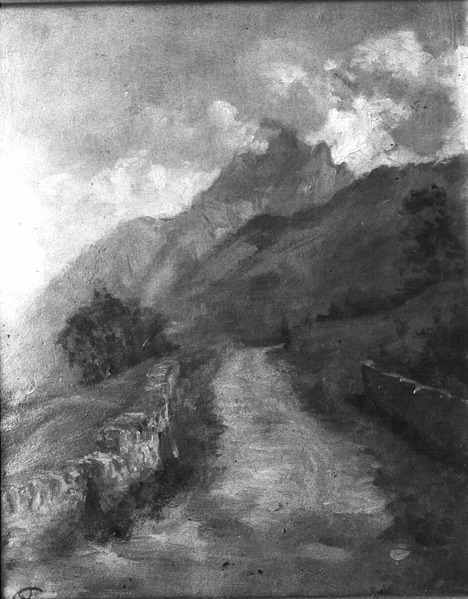 Strada di Malesco, paesaggio montano (dipinto) di Ottone Casimiro (attribuito) (inizio sec. XX)