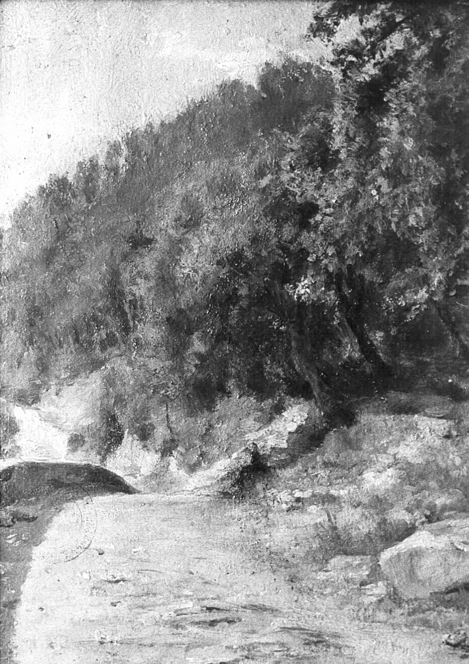 Chiavari strada delle Grazie, paesaggio montano (dipinto) di Ottone Casimiro (attribuito) (primo quarto sec. XX)