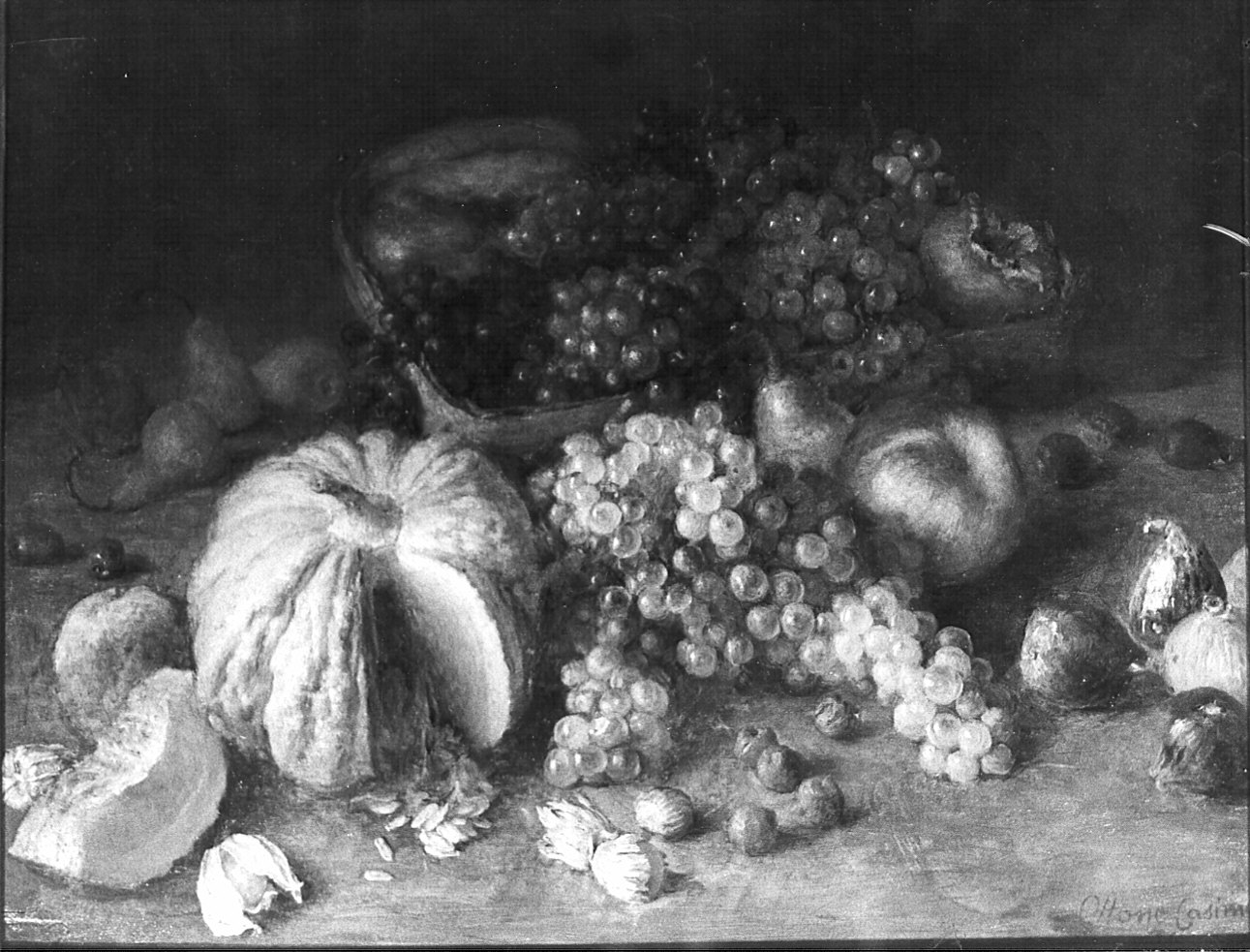 Natura morta, natura morta con frutta (dipinto) di Ottone Casimiro (attribuito) (sec. XX)