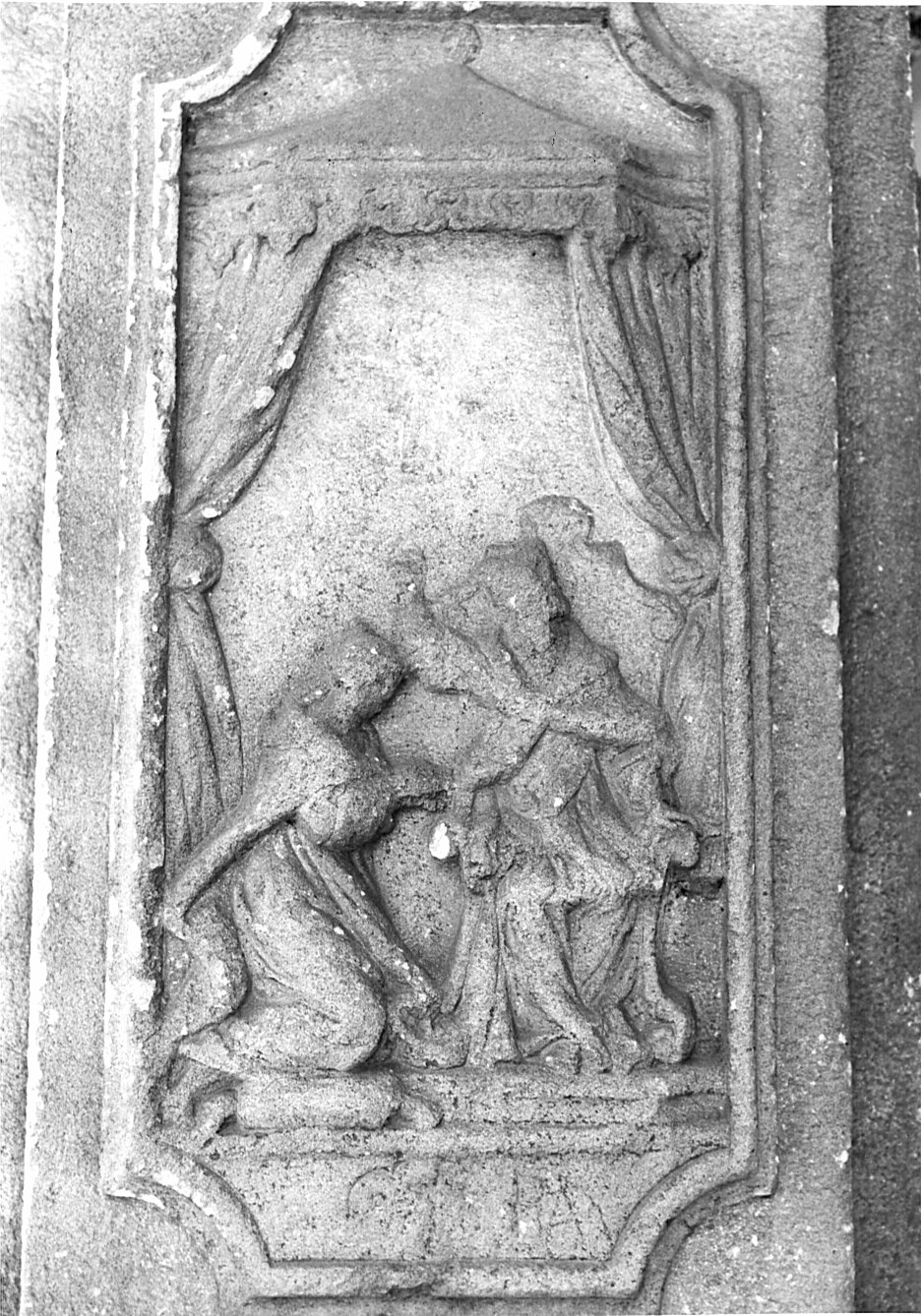 San Giovanni Nepomuceno e il segreto della confessione (rilievo, elemento d'insieme) - bottega lombarda (prima metà sec. XVIII)