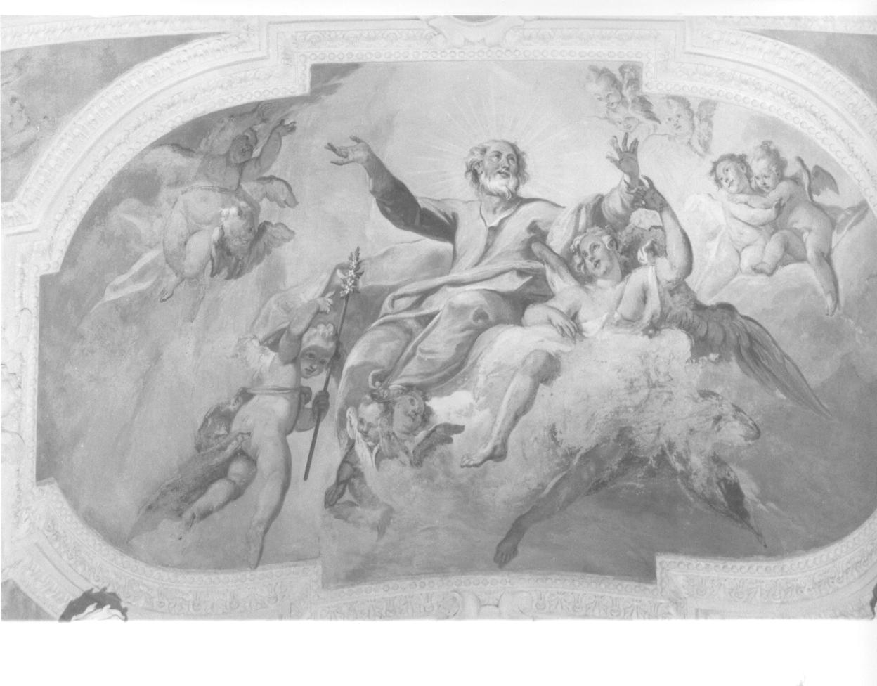 sogno di San Giuseppe/ Fuga in Egitto (dipinto, elemento d'insieme) di Rodriguez Giovan Battista (attribuito) (sec. XVIII)