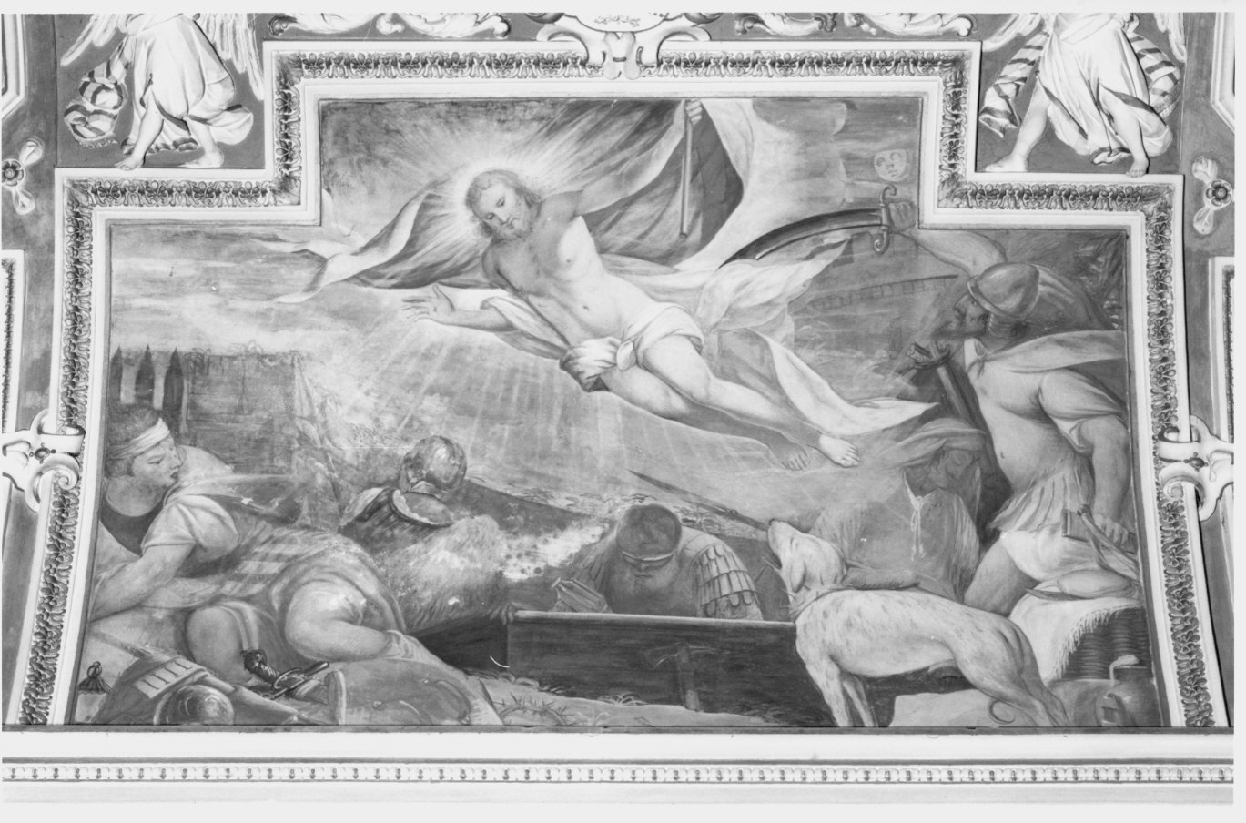 resurrezione di Cristo (dipinto murale, elemento d'insieme) di Pozzo Carlo (attribuito) (sec. XVII)