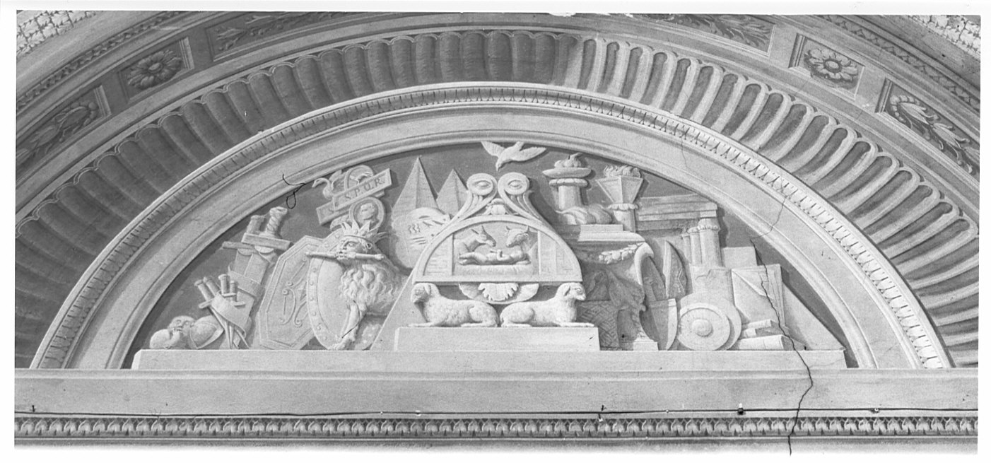 simboli e strumenti della passione (dipinto murale) - ambito lombardo (secc. XVIII/ XIX)