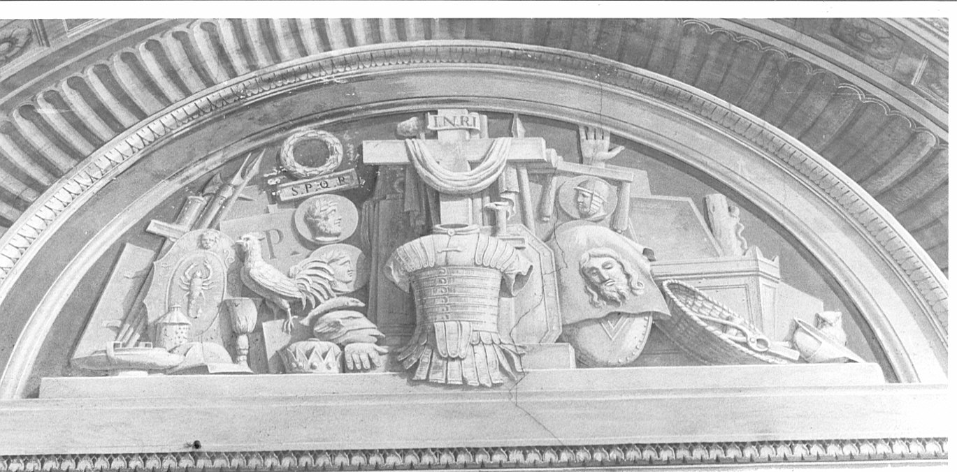 simboli e strumenti della passione (dipinto murale) - ambito lombardo (secc. XVIII/ XIX)