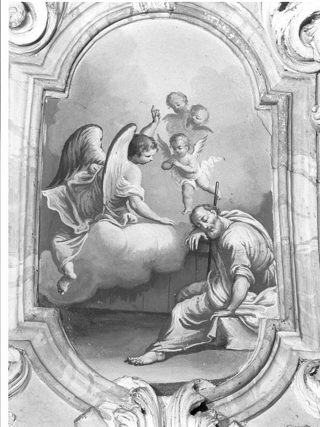 sogno di San Giuseppe (dipinto murale, elemento d'insieme) - ambito lombardo (secondo quarto sec. XVIII)